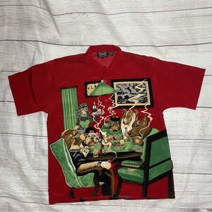 Dragonfly Clothing Company Men's XL Dogs Playing Poker Graphic Print Shirt